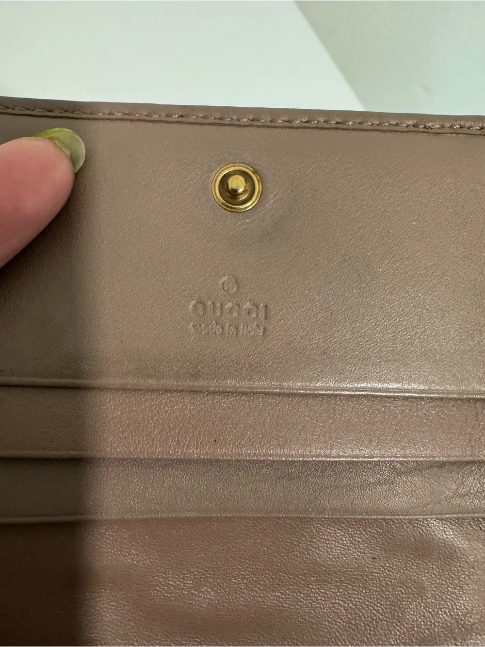 Gucci Brown Quilted Chevron Leather Card Case with Gold GG - Picture 5 of 6